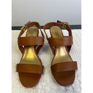 Chaps Women's Tan Leather Shoes/ Heeled Sandals 3" Size 8.5 SKU 2310